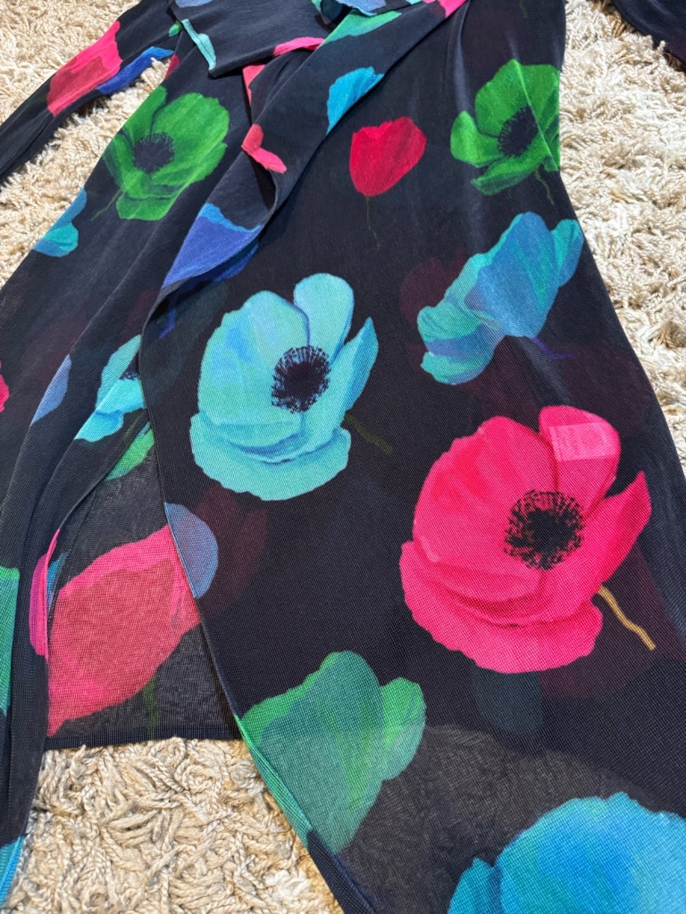 NWOT Alquema Collare Coat Pleated Jacket in Black Valley Print One Size - Picture 7 of 15